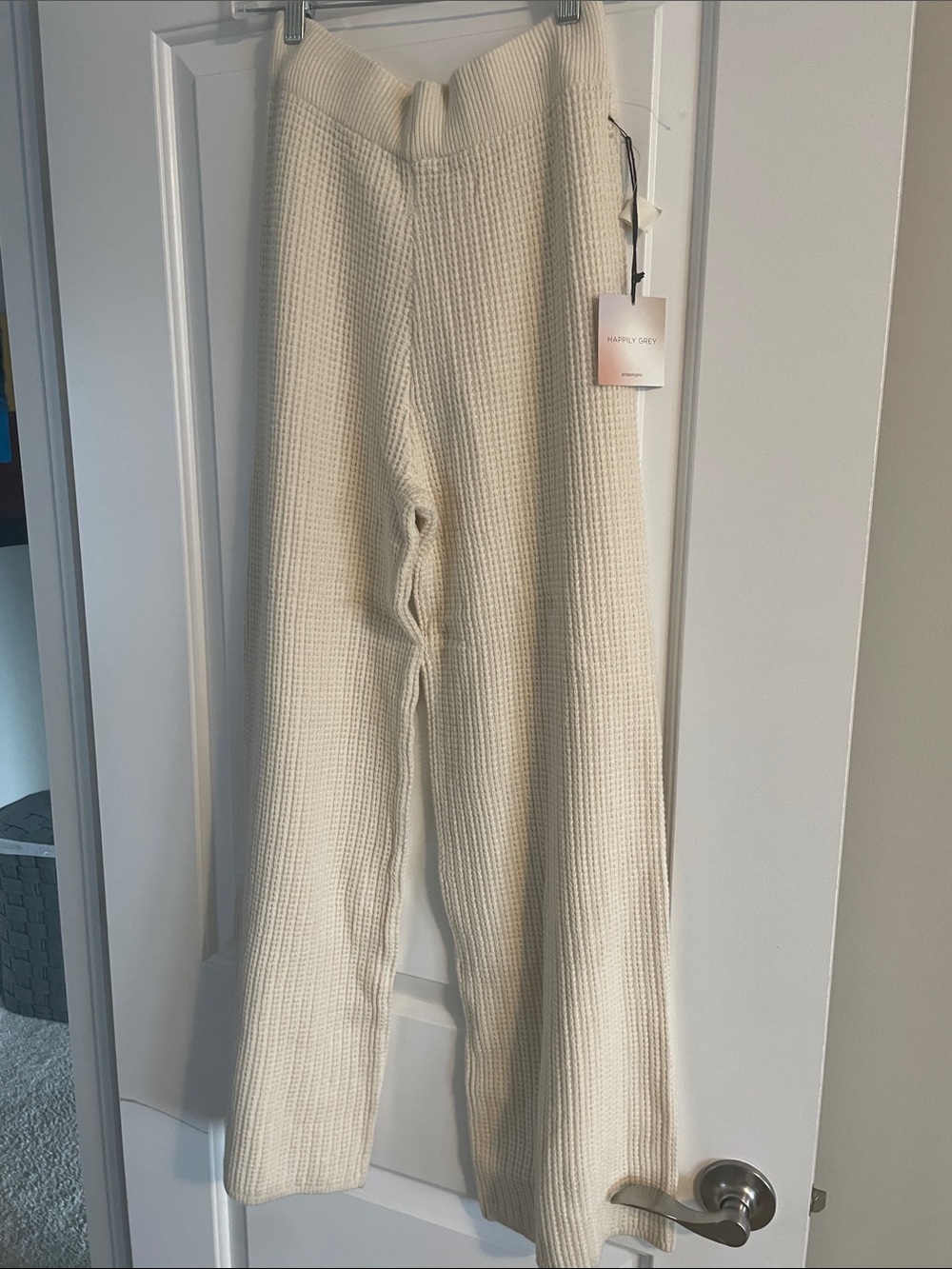 Cozy Cream Waffle-Knit pants